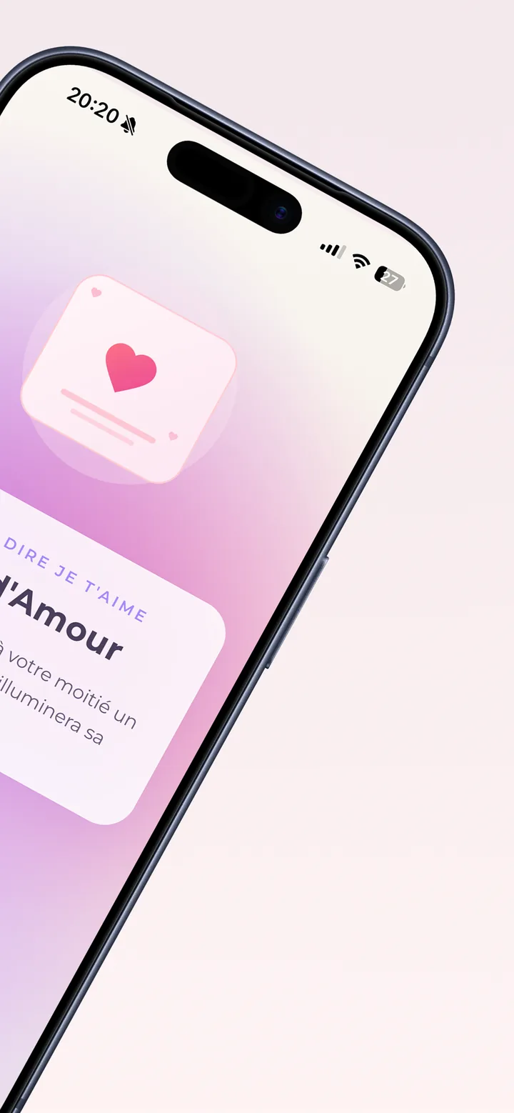 App preview with a sweet-word card